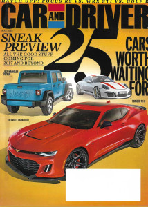 CAR & DRIVER 2016 MAY - WRANGLER PICKUP,CAMARO ZL1,PORSCHE 911 R, LAGONDA TARAF